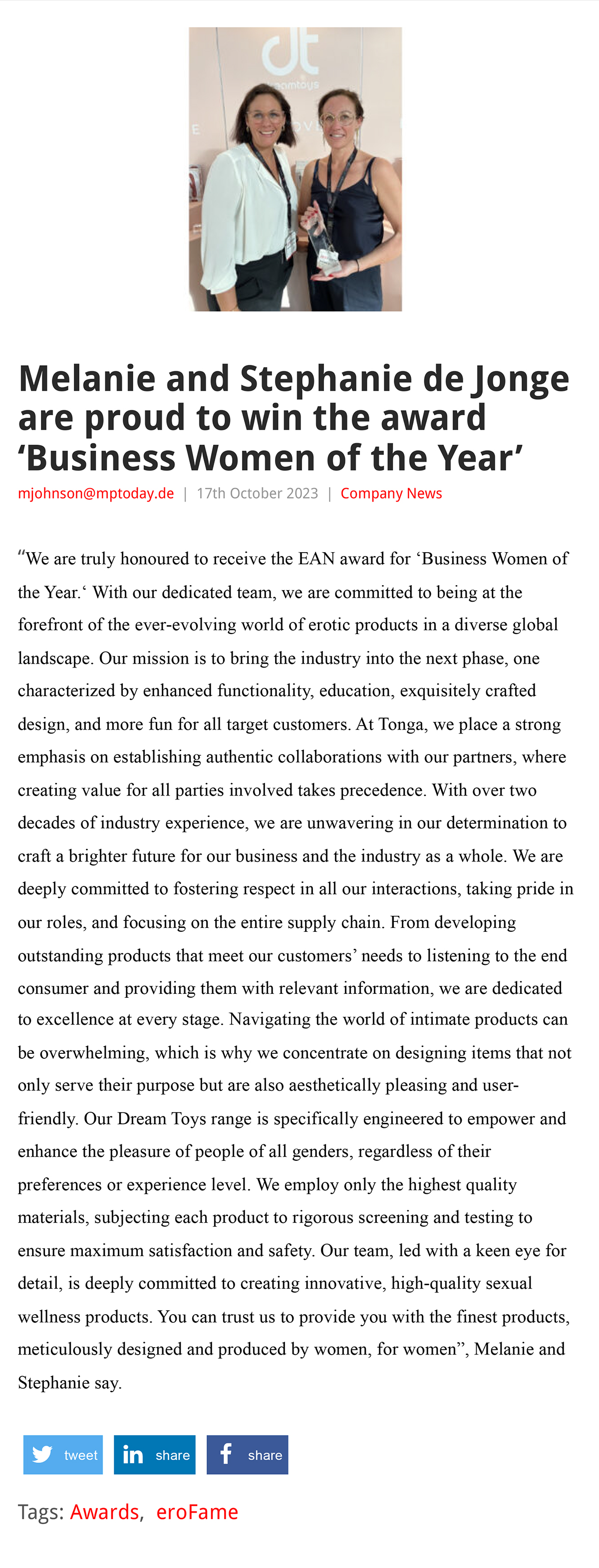 2023-10 EAN Online - Business Women of the Year